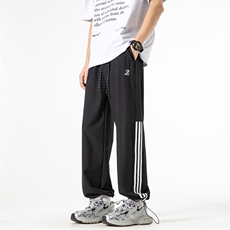 春秋新款运动条纹卫裤男潮宽松垂感百搭直筒休闲裤子YD25506/P35，男装休闲裤，电商B316