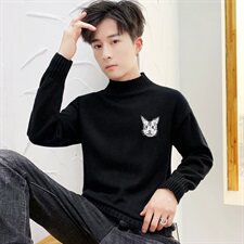 秋冬中领毛衣男套小猫头长袖外套男毛衫打底针织衫高领焦M228P35，男装针织衫/毛衣，星座1207