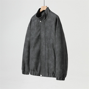 秋季宽松夹克男港风复古怀旧美式骑行机车服PU皮衣外套 JK667-P95图片