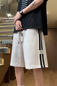 条纹运动短裤男生夏季薄款美式高街撞色设计感篮球五分裤休闲中裤图片
