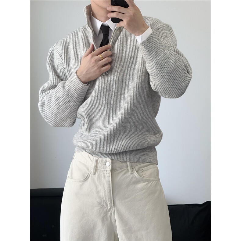 半拉链开衫毛衣男士厚实慵懒宽松休闲百搭针织衫男MYD01,男装针织衫/毛衣,星座516A