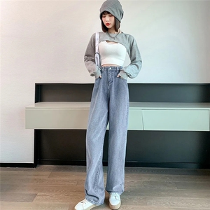 2023美式鱼鳞牛仔裤女秋季设计感小众直筒休闲裤图片