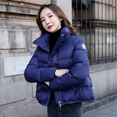 （现货）立领蓝色羽绒服韩系宽松超短款白鸭绒小个子轻薄外套女冬，女装羽绒服，韩蔻秀