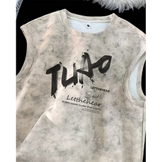 扎染无袖背心男夏季新款ins简约坎肩T恤休闲宽松潮流印花TD688，男装背心/马甲，星座1116A（原606A-3）