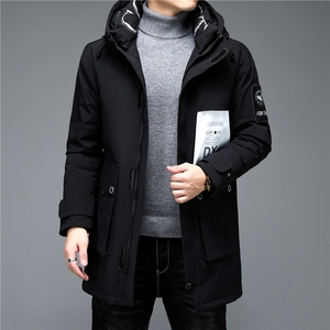 羽绒服男连帽冬季中年男士保暖白鸭绒外套爸爸装ALXB8858-P365图片