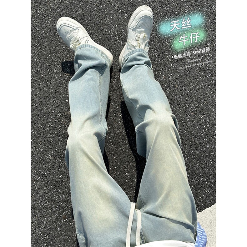 天丝牛仔裤X2454-TP4568男直筒垂感夏季2025新款牛仔冰丝裤,男装牛仔裤,电商A102