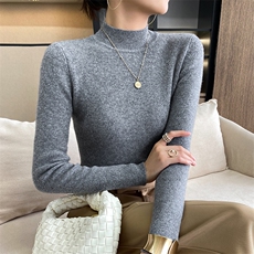 半高领羊毛打底衫女秋冬2024新款气质百搭，女装羊毛衫，丹芙娇羊绒