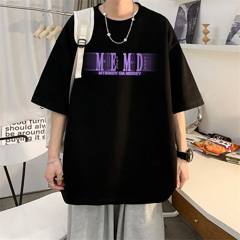 抖音得物二开现货供应220克夏装重磅美式高街宽松短袖t恤MT96,男装T恤,电商A486-1