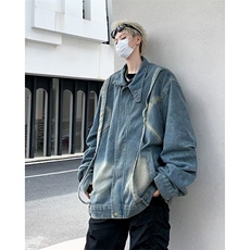 牛仔外套男士2024年秋季新款潮牌美式高街复古高级痞帅夹克，男装夹克，星座716-3