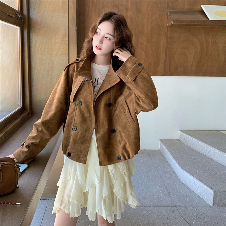 新品！复古麂皮夹克2C213-905-P155-K228,女装短外套,2C213
