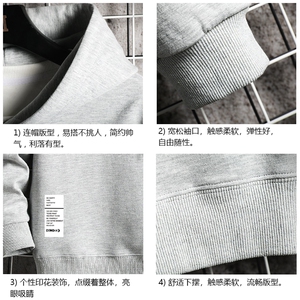 WY2045-P35 加绒款-P40 纯连帽卫衣男大码运动帽衫宽松薄 网格图片