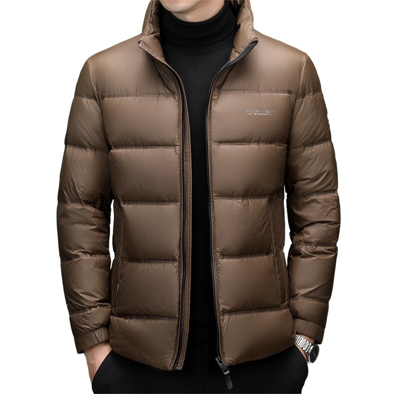秋冬季白鸭绒羽绒服休闲男士短款加厚面包服立领保暖男潮服外套,男装羽绒服,钱塘6003（原4033）
