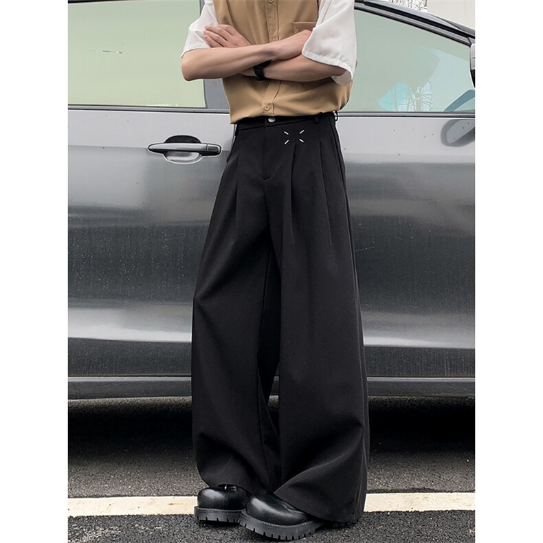 裤子男英伦雅痞男装西裤垂坠感高级感阔腿休闲长裤X0325-P40，男装西裤，星座308B-2