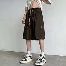 工装短裤男韩版潮流个性拉链口袋2024夏季新款ins五分裤D2211-P38，男装休闲裤，星座1109-3