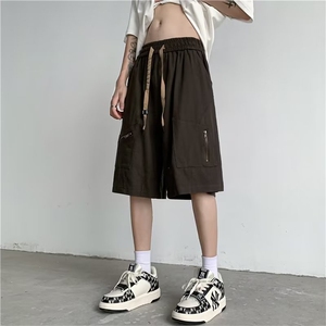 工装短裤男韩版潮流个性拉链口袋2024夏季新款ins五分裤D2211-P38图片