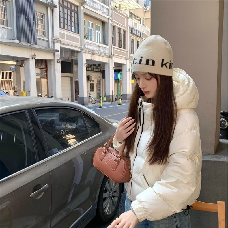 羽绒服女短款连帽简约2025冬新款加厚白鸭绒纯色韩版宽时尚松外套,男装羽绒服,星座1210-1