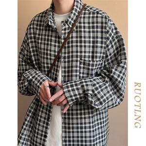 现货-小格子潮牌衬衫外套男百搭青少年衬衣-AC23098特批P58图片
