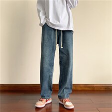 港风2025秋季新款男生牛仔裤潮牌高街抽绳裤子KN12P40，男装牛仔裤，电商D325