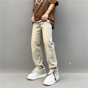 2023新款男装纯色牛仔裤子休闲裤港风宽松N040-P45图片