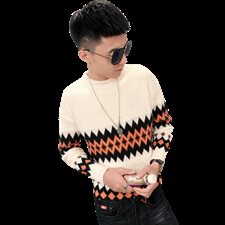 1冬季社会小伙针织衫扭花加厚毛衣男圆领打底衫C301B-MY16，男装针织衫/毛衣，电商C301B
