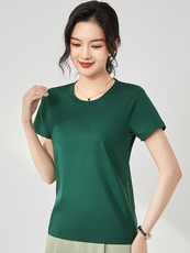丝光棉t恤女23夏季新款纯色100%纯棉短袖上衣精梳棉纯色体恤定制，女装T恤，硕诚羊绒
