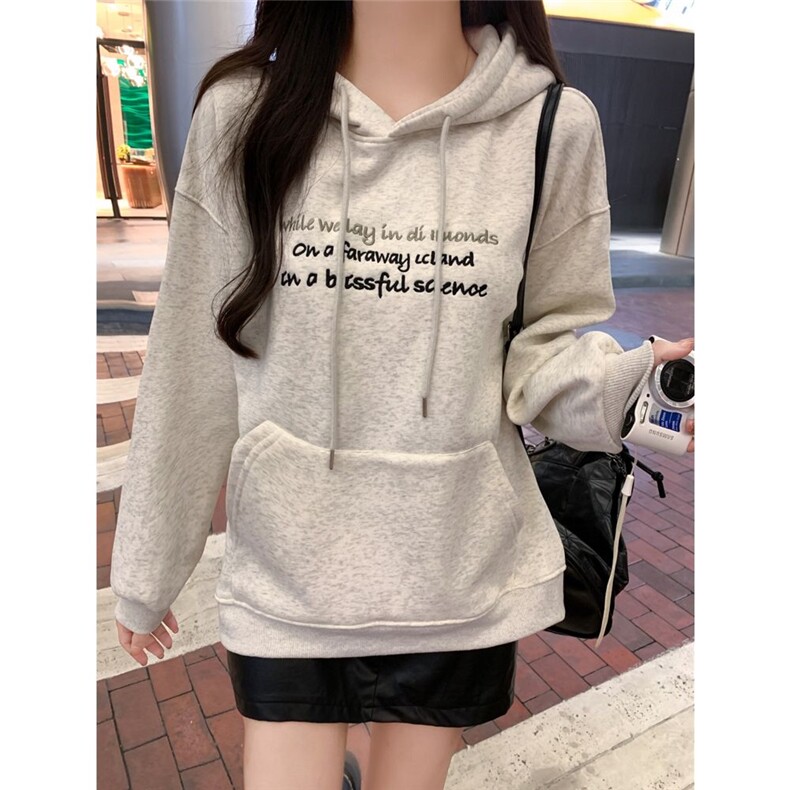 C0240-P55美式灰色连帽卫衣外套女刺绣加绒加厚P65,女装卫衣/绒衫,星座617A-2
