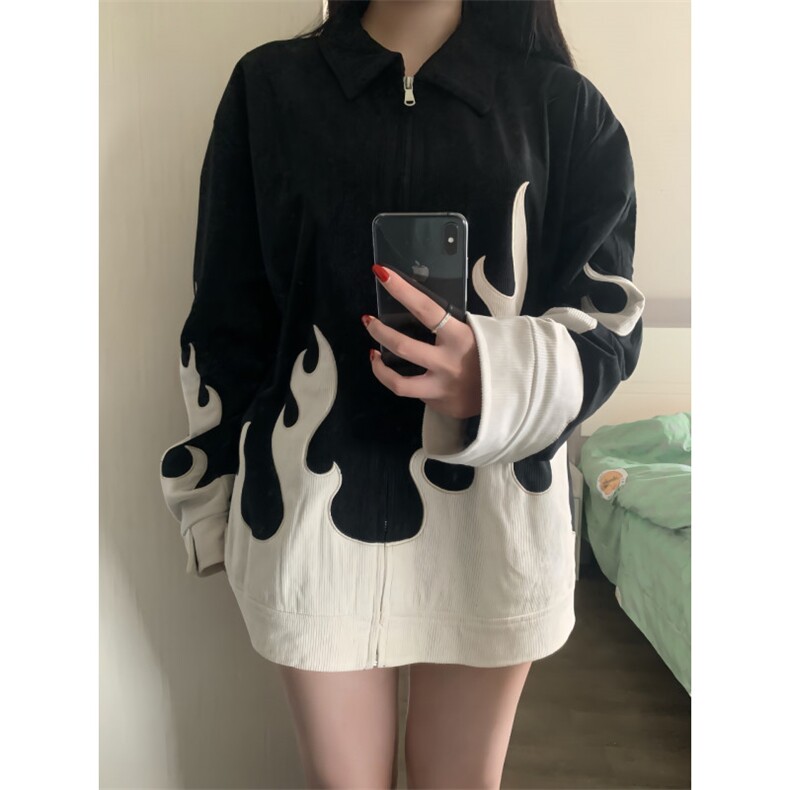 【有货】火焰灯芯绒外套男女款高级感美式休闲夹克JK7801HH-特P70图片