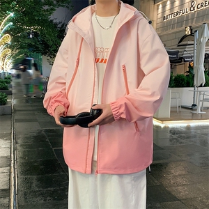 港风上衣渐变多拉链夹克宽松落肩拼色棒球服外套 JK830 P75图片