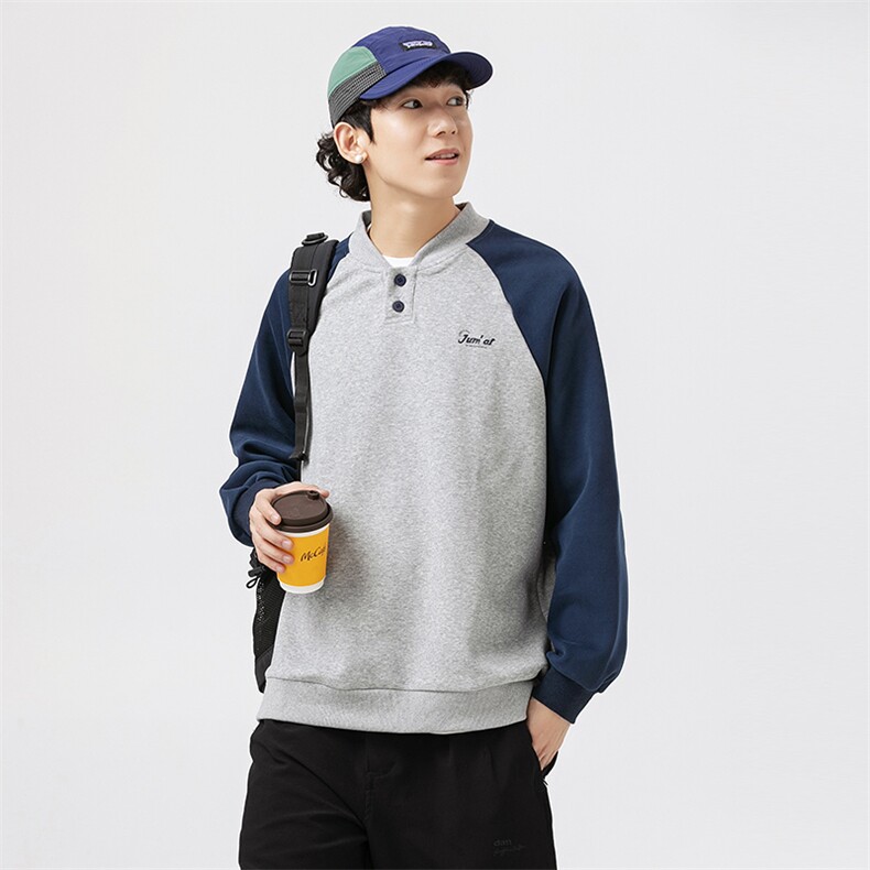 外27-2GANYOU日系落肩袖撞色系扣卫衣WY17-P79,男装卫衣,新杭派外27-2