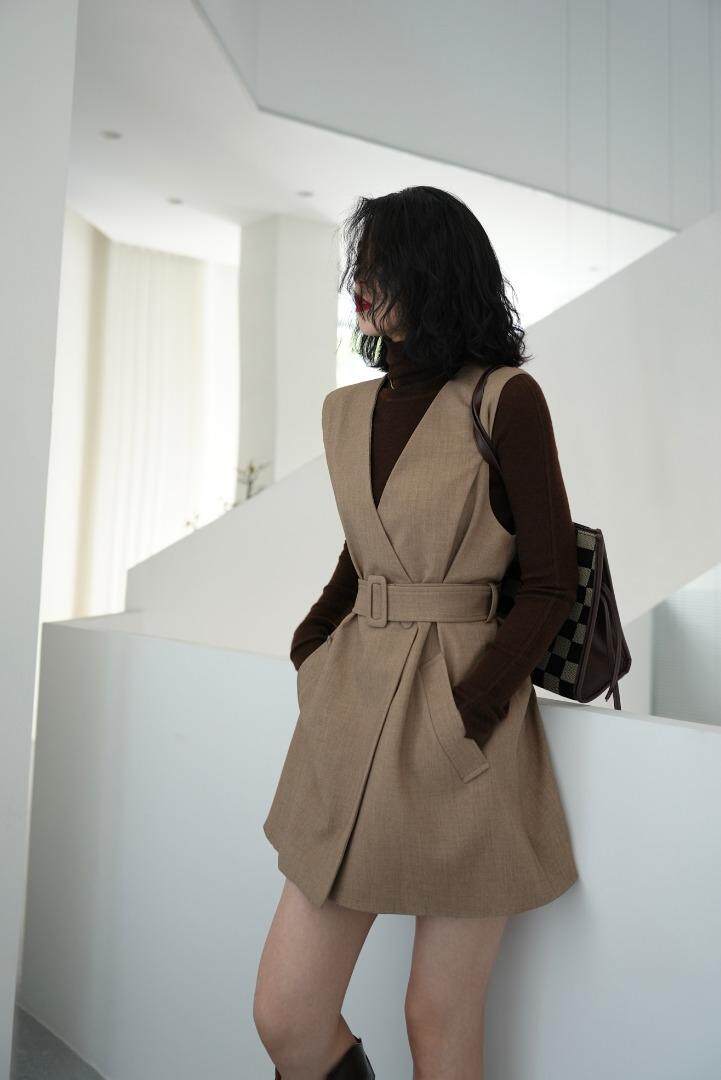 无袖连衣裙＋百搭长袖针织，女装连衣裙，GN