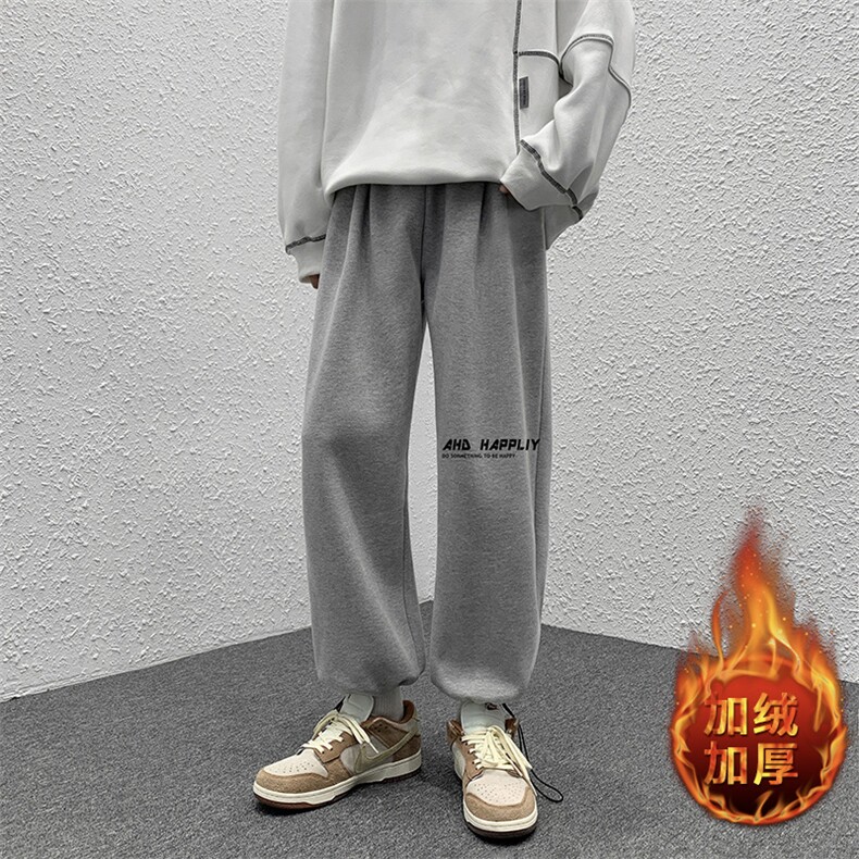 K13117-P35加绒-P45可束脚加厚加绒运动裤男大码宽松直筒卫裤男,男装休闲裤,电商A040