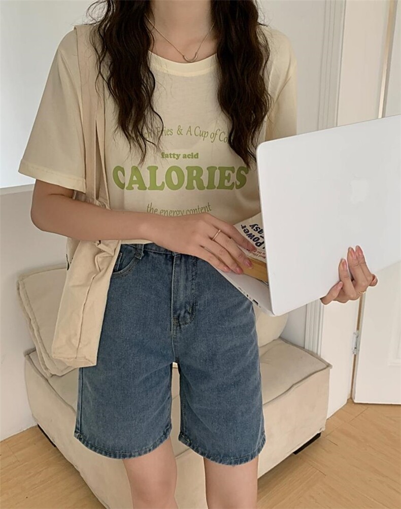 现货字母彩色T恤，女装T恤，汐美