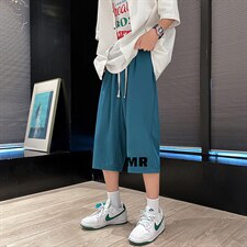 QK72253-P25冰丝七分裤男大码速干短裤男五分裤港风，男装休闲裤，电商A040
