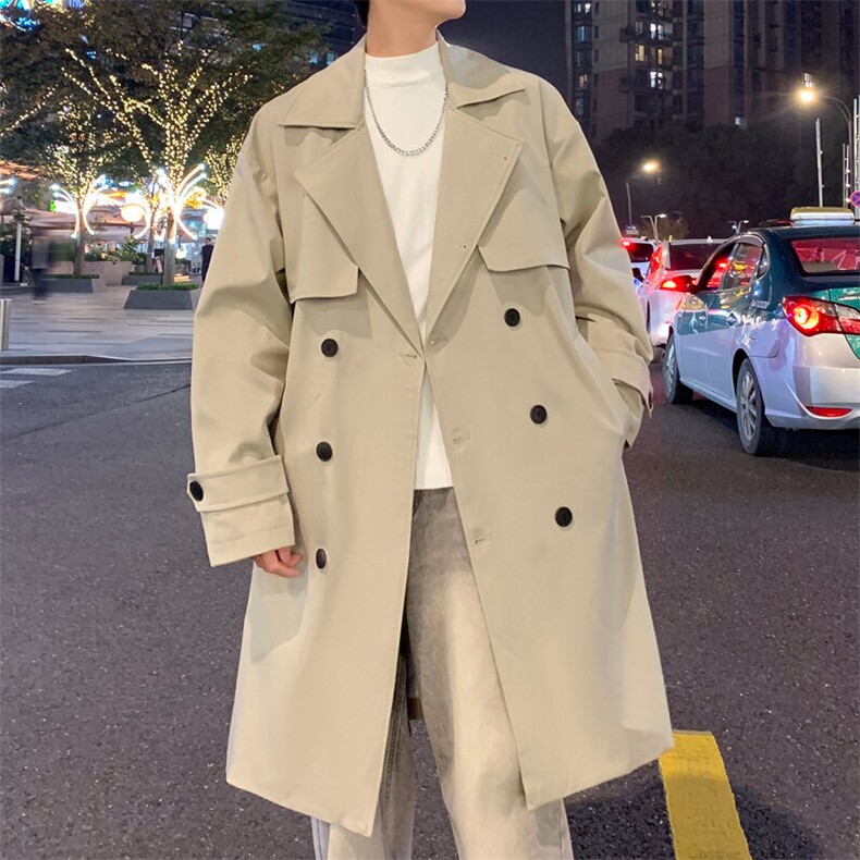 现货中长款大衣男2025新款春季外套高级感英伦风衣F02525-P98,男装风衣,星座308B-2