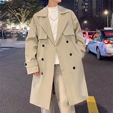 现货中长款大衣男2025新款春季外套高级感英伦风衣F02525-P98，男装风衣，星座308B-2