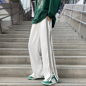 D187-P42美式裤子男高街潮秋季宽松直筒侧拉链开叉运动休闲长裤图片