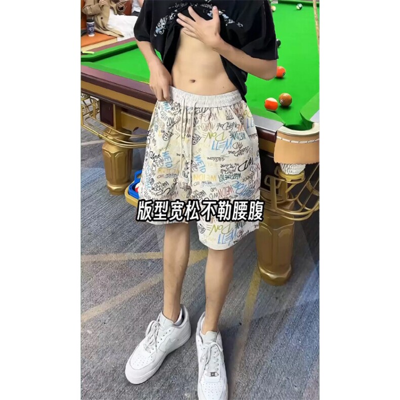 数据美式复古涂鸦满印夏季夏威夷cleanfit短裤男DK2530P25,男装牛仔裤,电商A128