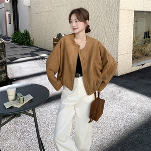 韩版麂皮绒外套女2025秋季新款休闲宽松棒球服夹克时尚百搭上衣图片