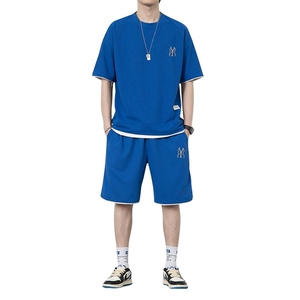 7538-P55夏季华夫格短袖T恤套装男士图片