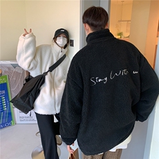 2022情侣装冬装新款小熊绣花羊羔毛外套加厚潮D180P108男类，女装短外套，电商A335-1（原A458）