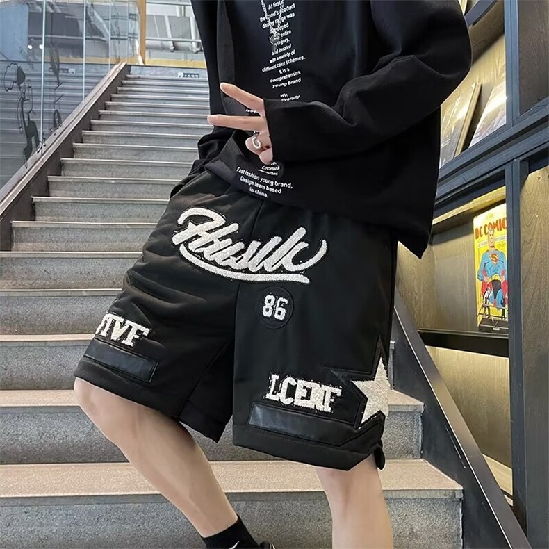 美式高街短裤男士夏季新款潮牌ins百搭宽松休闲五分中裤DK066-p33,男装牛仔裤,星座1008
