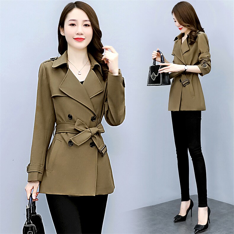 现货2024春季时尚简约大方气质优雅收腰显瘦休闲百搭潮流两件套，女装风衣，三木叶子