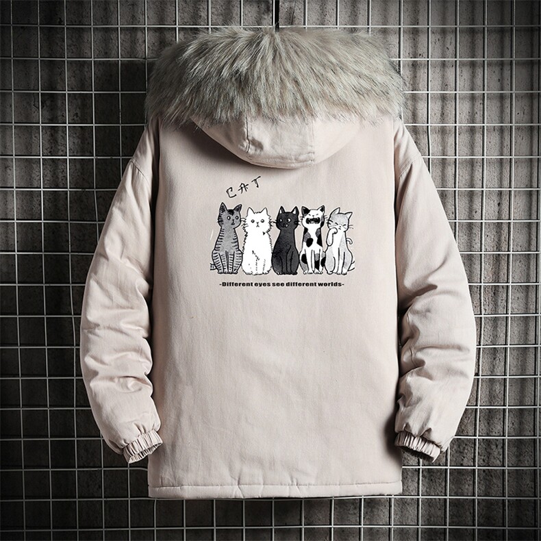 MM48100-P130 冬季大毛领衣男士大码加厚袄男服 网格挂拍图片