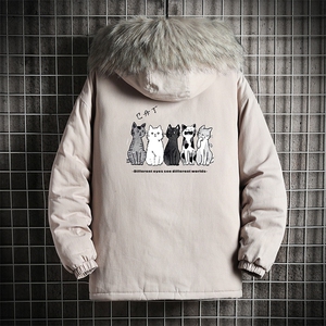 MM48100-P130 冬季大毛领衣男士大码加厚袄男服 网格挂拍图片