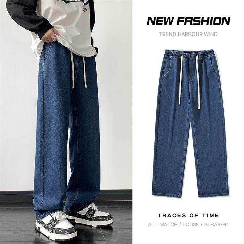 日系秋冬新款牛仔裤男宽松直筒潮牌港风潮流百搭长裤子特P30，男装牛仔裤，星座205-1