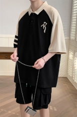 夏上新学生运动休闲半袖套装刺绣百搭短裤T恤男女6625-P65控价88，男装T恤，电商A441-1