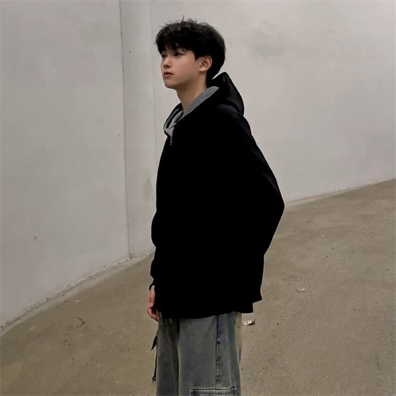 抖音得物高品质秋冬美式高街重磅结构双层双面连帽卫衣外套XS107,男装卫衣,电商A486