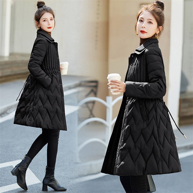 羽绒棉服女中长款2025冬季新款韩版收腰显瘦减龄时尚加厚外套棉袄,女装棉衣/棉服,悠米
