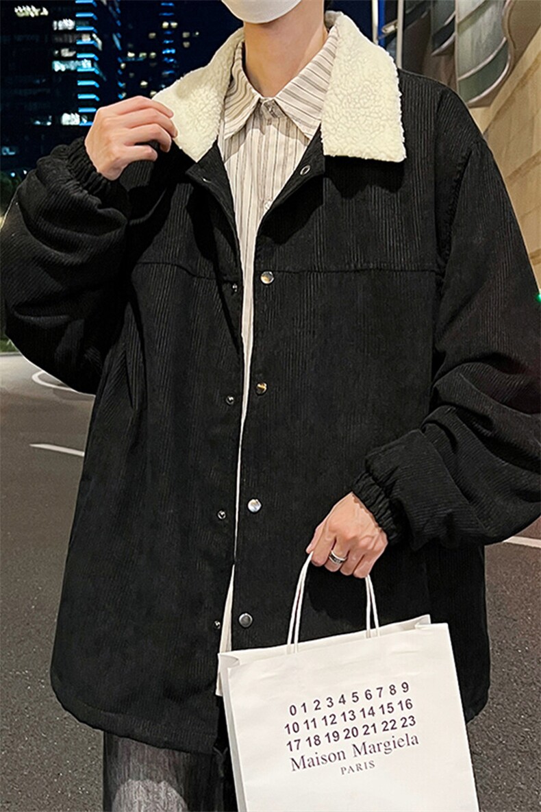 特批P78无差价冬季灯芯绒翻领夹克男羊羔毛棉衣美式百搭外套M82,男装棉衣,电商A001