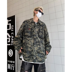 美式复古绿迷彩衬衫设计感高级短款外套潮牌欧美街头男装C4554，男装衬衫，星座1116A-1（原606A）